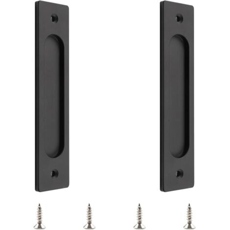 Ahlsen 1 Pc poignées de porte coulissante rectangulaires encastrées en alliage d'aluminium noir mat avec vis de montage pour porte coulissante de grange (1/5)