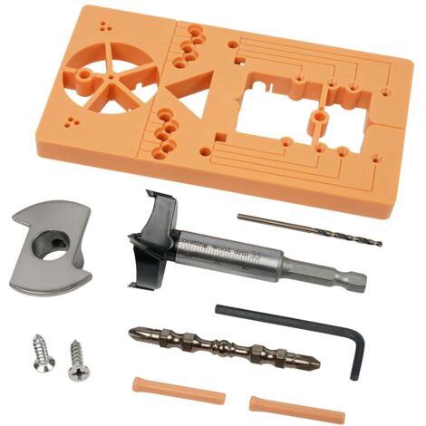 Ahlsen Gabarit de Perçage Charniere 35 mm, Mèches Bois à Poignée Hexagonale, Guide de Perçage Localisateur Ouvre-Trou pour Perforation de Produits en Bois
