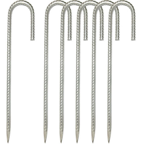 Lot De 8 Piquets D'ancrage U – Acier Galvanisé 30,5 Cm, Anti-rouille, Pour Trampoline, Auvent, Bâche