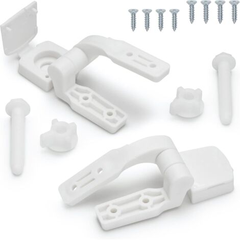 Ahlsen Remplacement de charnière de siège de toilette en plastique blanc avec boulons, vis et écrous (1/5)