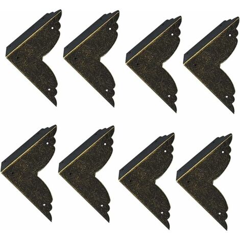 8 pièces Vintage Protecteur Décoratif d'angle en Fer protecteurs d'angle en métal pour Meubles De Protection d'angle De Meuble en Bronze pour Meuble et Boîte en Bois Coffret à Bijoux Bronze 707020mm,V (1/5)