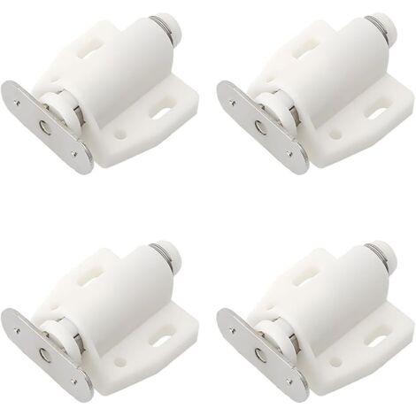 Ahlsen Lot de 4 Loqueteaux Magnétiques à Pression en Plastique pour Portes, Tiroirs et Placards avec Fermeture Douce - Blanc, Idéal pour la Chambre, la Cuisine et la Salle de Bain (1/5)