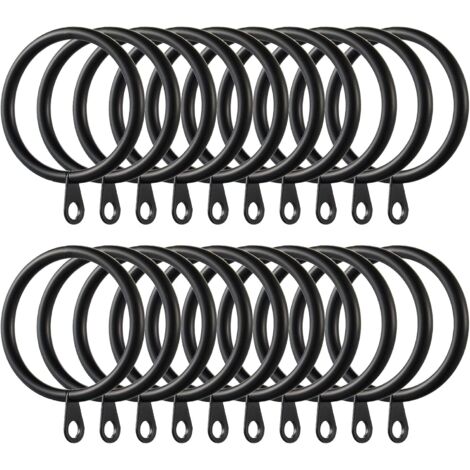 AHLSEN 40Pièces Anneaux de Rideau, Anneaux de Suspension en Métal de Rideaux pour Rideaux et Tringles, 38mm Diamètre Intérieur (Noir) (1/5)