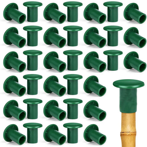 Ahlsen 48PCS Capuchons de Protection, Capuchons de Sécurité en Caoutchouc pour Canne de Jardin, Support de Plantes, pour Canne de Bambou, vert,33cm (1/5)