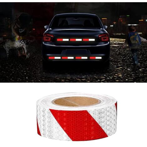 Ahlsen Ruban Réfléchissan Rouge et Blanc 25m x 5cm Bande Reflechissante Autocollante, Ruban Réfléchissant Adhésif, Autocollants Réfléchissants, Ruban Avertisseur Réfléchissant Blanc Ruban de Signalisa (1/5)
