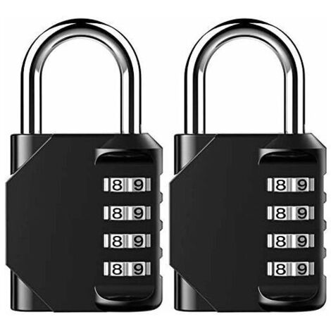 Ahlsen Lot de 2 cadenas à combinaison - Cadenas anti-rouille à 4 chiffres - Résistant aux intempéries - Idéal pour les vestiaires à l'école, à la salle de gym, les armoires, les boîtes à outils (1/5)