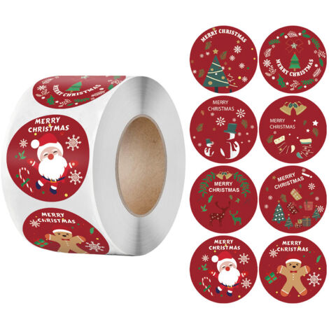 Ahlsen Rouleaux Noël Autocollants, Etiquette Autocollantes Noël 500 pièces, Autocollants de Noël d'étiquettes Rondes, étiquettes de Joyeux Noël Autocollants, Etiquette Cadeau Noel Autocollante (1/5)