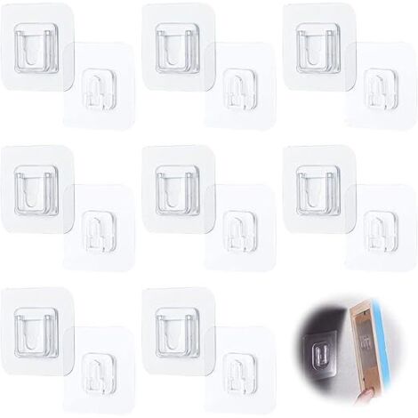 Ahlsen 10 Paires Crochets Muraux Adhésifs Double Face 6 x 6cm Crochets Auto-adhésifs Carrés sans Crochet en Plastique Transparent pour Suspendre Boîte d’Essuie-tout Boîte de Rangement de Salle de Bain