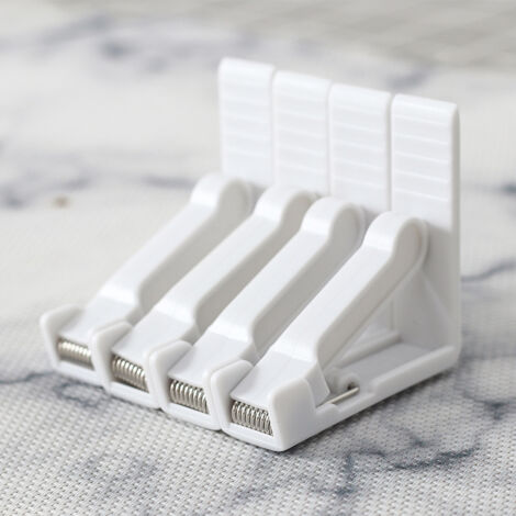 Ahlsen Lot de 4 Pinces de Nappe en Plastique Blanc avec Pince réglable à Haute Tension,Pince de Table pour Jardin, Pique-Nique, fête, Cuisine et Restaurant. 61.75.7 cm (1/3)