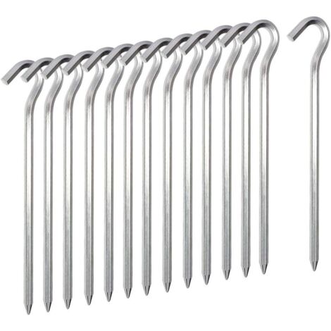 Ahlsen Piquet de tente 14 PCS, crochets de tente en métal de 18 cm, tente légère en alliage d'aluminium Piquets de sol durs piquets de jardin clous pour auvent de camping bâche de filet de voyage (1/5)