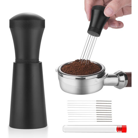 Ahlsen Outil de distribution d'expresso aiguilles, Distributeur d'aiguilles à Café, agitateur de poudre d'expresso, Espresso Distribution Tools, Espresso Coffee Stirrer, Distributeur d'aiguilles, Noir