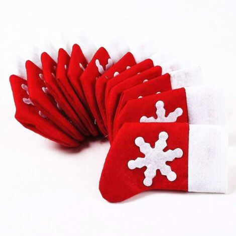 Ahlsen Couverts Dinner Party de Noël Décor de table,Noël Décoration de table Chaussettes de Couverts de Noël Poches Holder 12 Pack