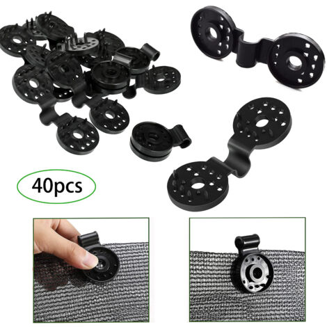 Ahlsen Lot de 40 clips en plastique pour toile d'ombrage, clips de pare-soleil pour serre, jardin, extérieur, filet anti-oiseaux (1/5)