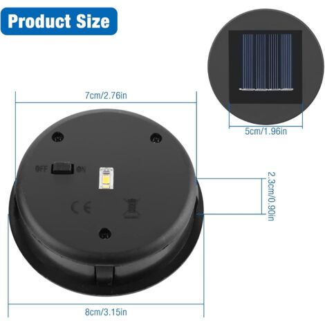 Lot De 4 Lampes Solaires De Rechange 8cm - Couvercle IP44 Étanche - LED Pour Lanterne Jardin