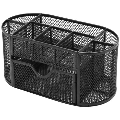 Ahlsen Organiseur de Bureau, Organisateur de Table pour stylos et, métal, Maille, HLP 10,5 x 22 x 11 cm, Blanc (1/3)