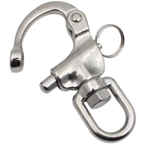 Ahlsen Mousqueton à Emerillon, 2 Pièces Mousqueton Pivotant à Emerillon Maillons Rapides en Acier Inoxydable 316 Crochet à Ressort Rapide à Largage pour Drisse de Voilier Bateaux Accessoires (70mm) (1/4)