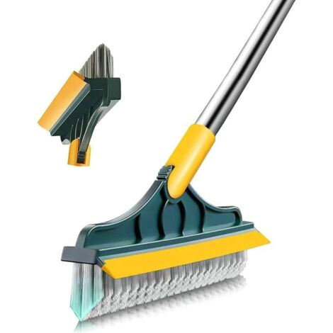 Ahlsen Brosse à Plancher 2 en 1 avec Long Manche et 3 pôles 101cmBrosse à coulis avec racloir et racloir à Poils durs avec raclette 120°Brosse à Carreaux rotative (1/5)