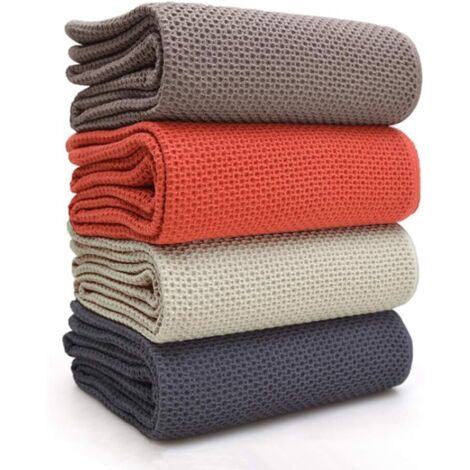 Ahlsen Serviette de cuisine en tissage gaufré, torchon de cuisine, chiffons de vaisselle, idéal pour la cuisine domestique, mouchoir de nettoyage, 33 x 71,1 cm, lot de 4 couleurs mélangées