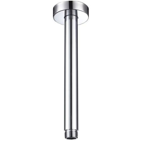 Ahlsen Bras de douche avec bride 20cm Bras de douche universel pour montage au plafond pour pomme de douche fixe et pomme de douche pluie chromé (1/4)