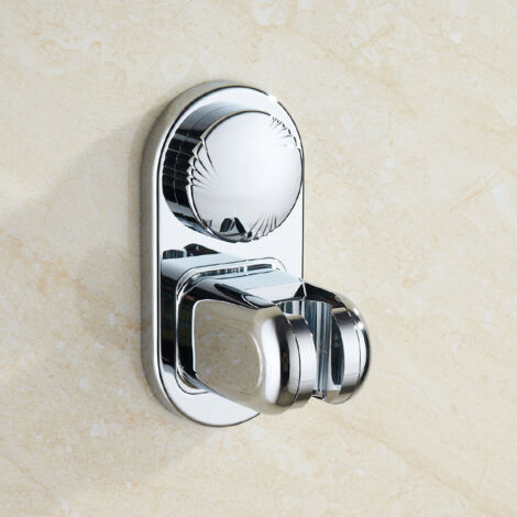 AHLSEN Support de Douche Reglable Sans Percage, Ventouse Orientable Support Mural Douchette Douche Salle de Bain, Support de Pommeau de Douche (Argent)