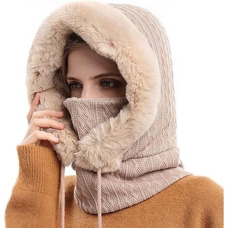 Ahlsen Balaclava Chapeau Femme Multifonction Cagoule Masque de Ski Hiver Chaud Coupe-Vent Masques Polaire Chapeau pour Hiver Temps Froid Ski Outdoor Moto Montagne Camping Randonnée