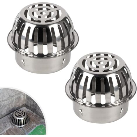 Ahlsen 2PCS Filtre de Gouttière 97mm en 304 Inox, Crapaudine de Gouttière, Protection des Tuyaux contre les Feuilles, le Blocage (1/4)