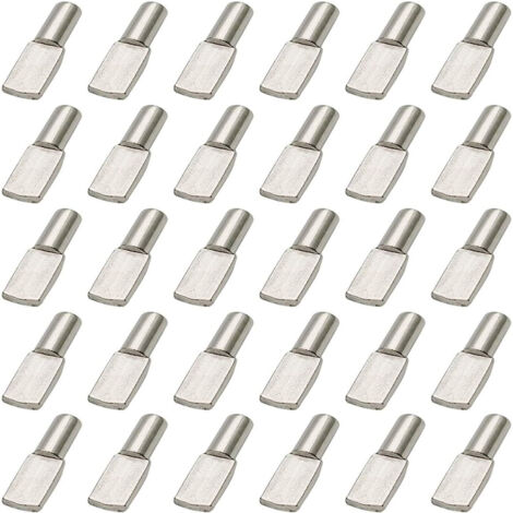 Ahlsen 100Pcs Taquet Etagere, 5mm Support d'Étagère Étagère Broches Cheville Etagere Supports de Plaque en Métal Nickelé pour Armoire Bureau Accessoires