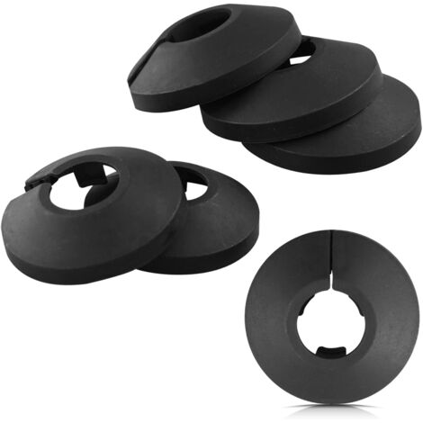 Ahlsen – Lot de 6 cache-tuyaux en plastique noir – Plaque de protection légère – Pour tuyaux de radiateur et de chauffage – Installation facile