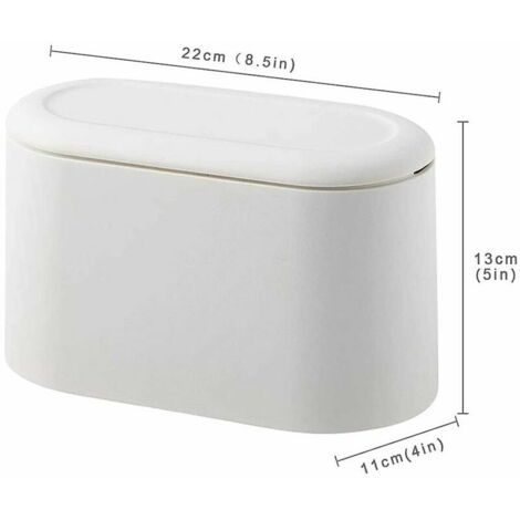 Fei Yu Couvercle De Presse Poubelle Rubbish Dustbin Push Trash Can Table Poubelle Blanche Mini Corbeille De Comptoir Petite Poubelle De Table Pour Cuisine Salle De Bain Bureau Lit Anti Odeur 52110942