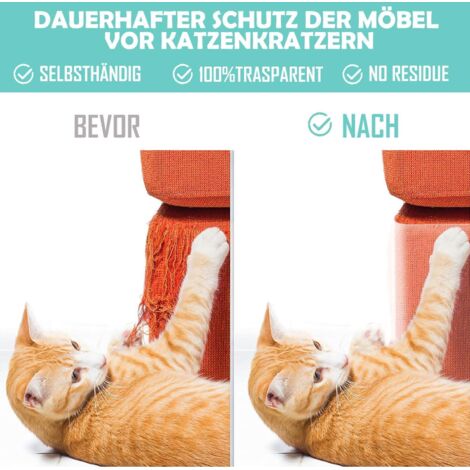 Film Transparent Anti-griffes Pour Chats - 43 X 300 Cm - Protection Canapé, Meubles, Portes - Autocollant Sans Résidu