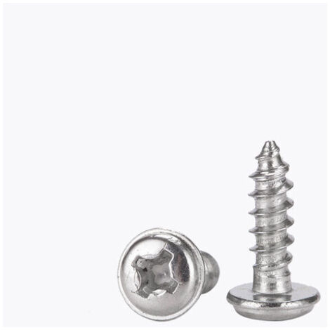Ahlsen 2,6x8mm Vis auto-taper à la tête de la casserole Phillips avec une vis de laveuse 304 Fixations d'acier inoxydable Boulons 50pcs (1/4)