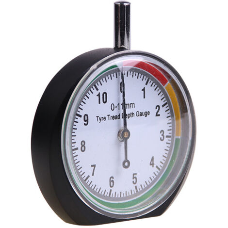 Ahlsen Jauge de Profondeur Bande Roulement de Pneu Type Cadran Professionnel Gamme d'outils de Mesure Portable 0-11mm pour Voitures Motos Camions Véhicules Tout-terrain