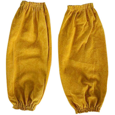 Ahlsen Manchette Soudeur pour Hommes & Femmes, Manchons à Souder en Cuir de Vachette & Doublure Antiadhésive, Manchons jardinage de protection des bras Ignifuge et Résistants à la et Flamme, 1 Paire 4 (1/4)