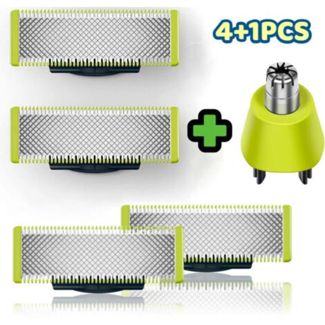 AHLSEN Pour OneBlade-lames de rechange avec tête de rechange pour tondeuse à poils du nez, paquet de 4 + 1 (1/5)