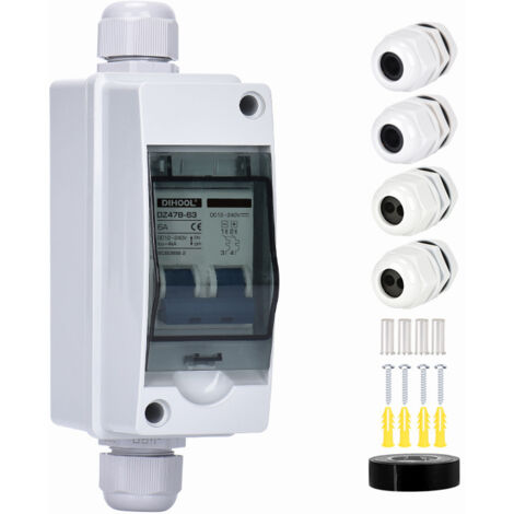 Ahlsen Interrupteur de déconnexion DC 40A, couvercle de protection Transparent, disjoncteur Miniature avec boîte de Distribution IP65, 1000V (1/5)