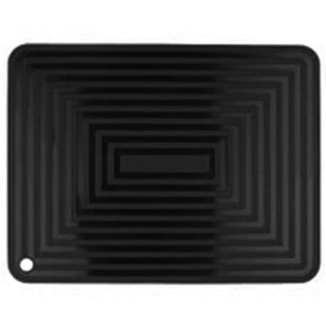 Ahlsen Dessous de Plat Silicone, Anti-dérapant Anti-Chaleur Tapis de Pot, Multifonction Repose-cuillère Dessous de Verre de Cuisine, Support à Couverts, Tapis Résistants à la Chaleur, Noir (1/5)