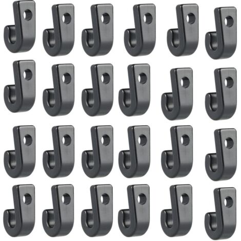 Ahlsen 50Pcs Kayak J Crochets en Nylon Noir, Crochets d'Arrimage Kayaks en Plastique Durable, Crochets en Forme De J Pour Kayak Bungee Cordon Canoës Bateaux Paddle Board Yacht Canots Barque