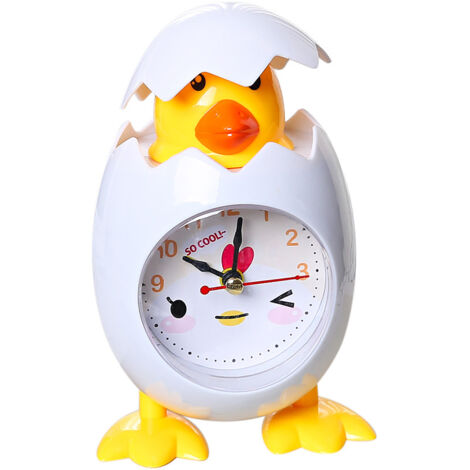 Ahlsen Réveil dessin animé poulet coquille d'oeuf horloge de bureau pour enfants cadeau décor à la maison blanc (1/2)