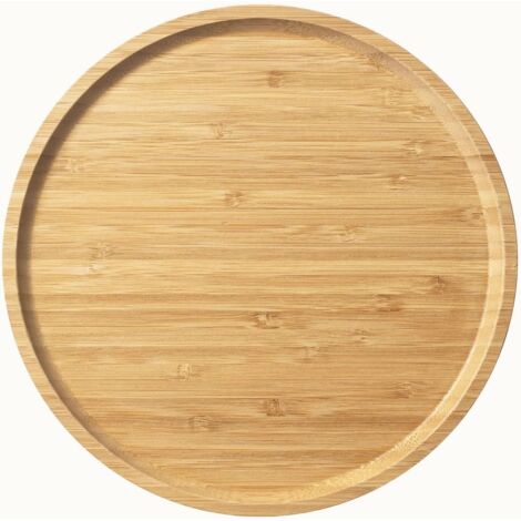 Ahlsen Plateau de Service en Bambou, Plateau Rond en Bois, Plateau de Service en Bois, Fruits, Pain, Assiette à Salade, Planche de Service de Charcuterie (25 cm)