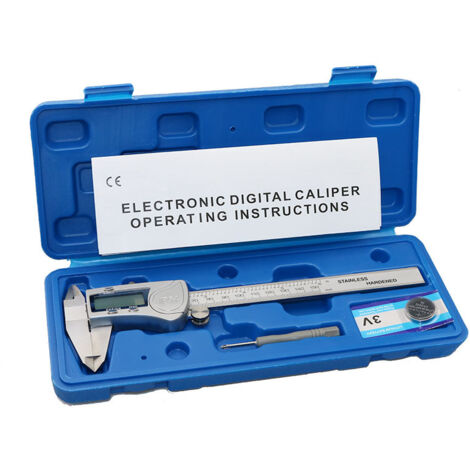 Ahlsen Pied à coulisse numérique étanche IP54 150 mm / 6 pouces avec corps en acier inoxydable Conversion de inch/mm pour mesure professionnel (1/4)