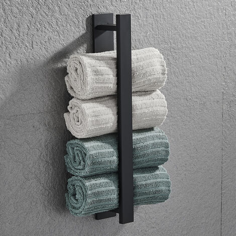 Ahlsen Porte-serviettes simple autocollant 40cm salle de bain et cuisine en acier inoxydable sans perçage cintre noir sans serviette (1/3)
