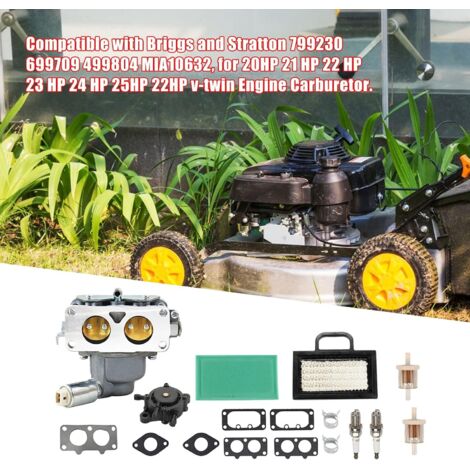 Kit Carburateur Complet YWNYT 791230 Pour Briggs & Stratton 20-25HP V-Twin - Compatible John Deere LA145 LA150 & Husqvarna