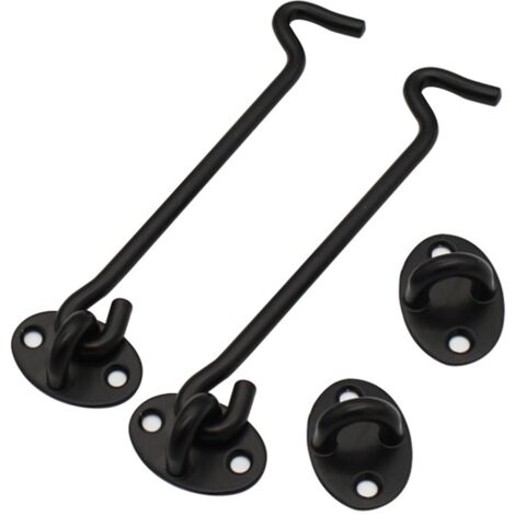 Ahlsen Crochet Tempete, 2 Pièces Crochet de Cabine en Solide Épaissir Acier Inoxydable Loquet de Verrouillage à Oeil Robuste Support de Portail Pivotant Remplacement Outils Pour Jardin Porte Fenêtre (