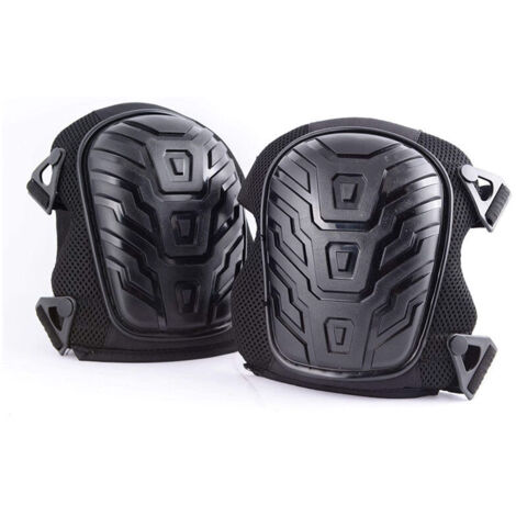 Ahlsen Genouillères professionnelles, Rembourrage en mousse ultra résistante, Coussin en gel confortable, Clips de fixation faciles à ajuster, Noir, 1 paire