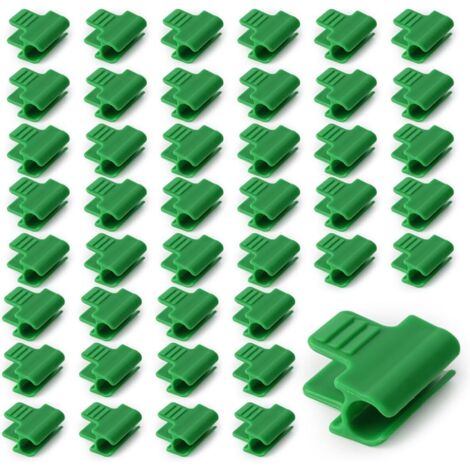 AHLSEN 50 Pièces Pinces Fixations pour Serre 11mm, Clip de Film de Serre, Pince à Effet de Serre, Clip pour Tige de Tube de Serre, Clip Cerceau Tunnel de Filet en Plastique, pour Serres, Cadre, Abris (1/5)