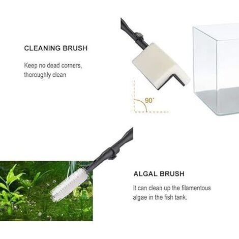 Kit Nettoyage Aquarium 6 En 1 - Grattoir, épuisette, Brosse, Râteau, Manche Télescopique 81cm