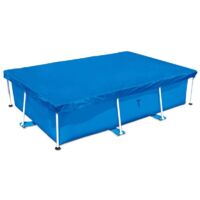 Ahlsen Bâche de Protection pour Piscine Tubulaire Rectangulaire, Couverture De Piscine Rectangulaire, Bâche À Bulles Piscines Tubulaires, Housse Anti-Pluie 221X150CM Bleu