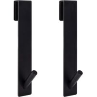 Ahlsen Crochets de Porte de Douche, Crochets de Suspension pour Serviettes Sans Perçage, Accroche Serviette avec Couches en Mousse pour Porte de Salle de Bain en Verre Sans Cadre, Noir (2pcs)