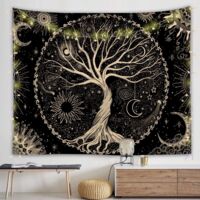 DEX Tapisserie d'arbre de vie Tapisserie murale fluorescente colorée