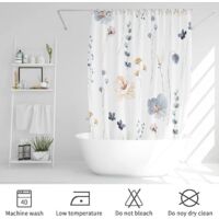 Ahlsen Watercolor Floral Shower Curtain, Flowers Print Minimalist Bathroom Curtain, Machine Washable Spring Modern Shower Curtains, Waterproof Fabric Shower Curtain Set with Hooks, 72 x 72, Blue